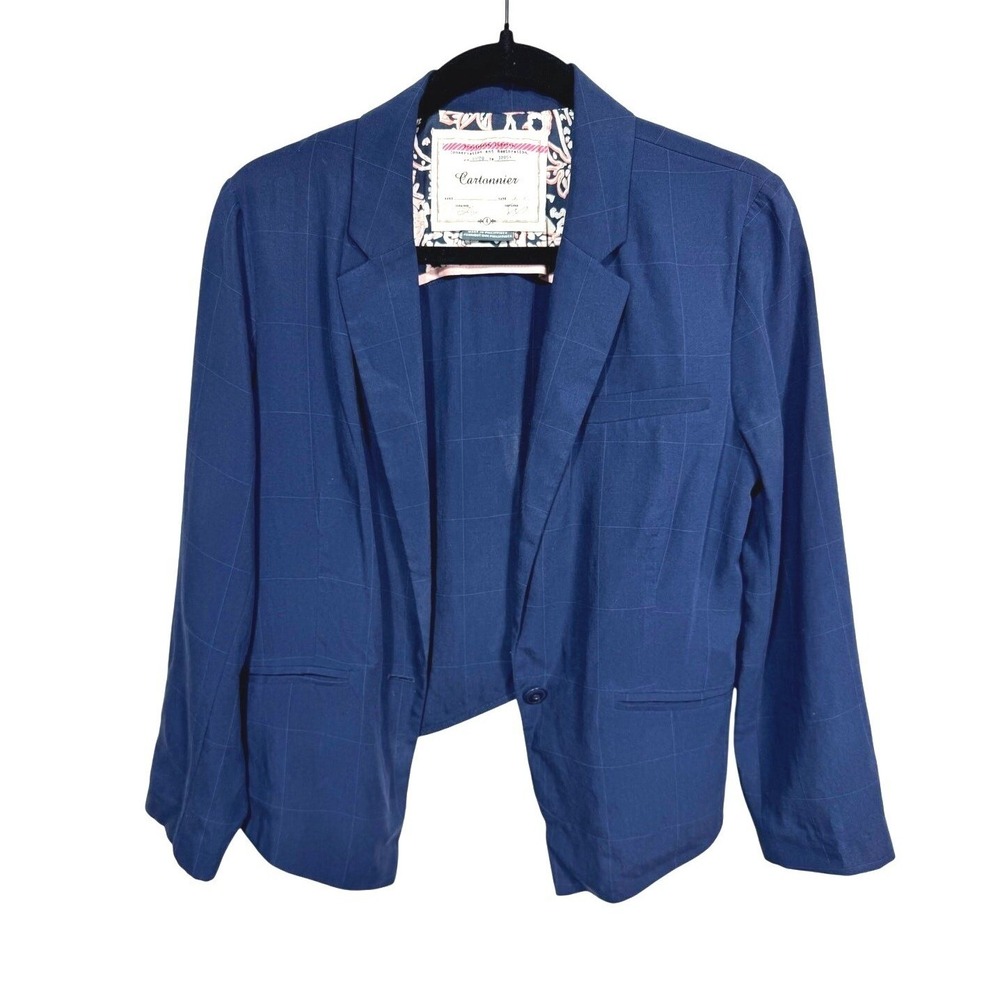 Cartonnier Women's Navy Blue Blazer‎ Size 4 Lyocell Lined Career Work Jacket
